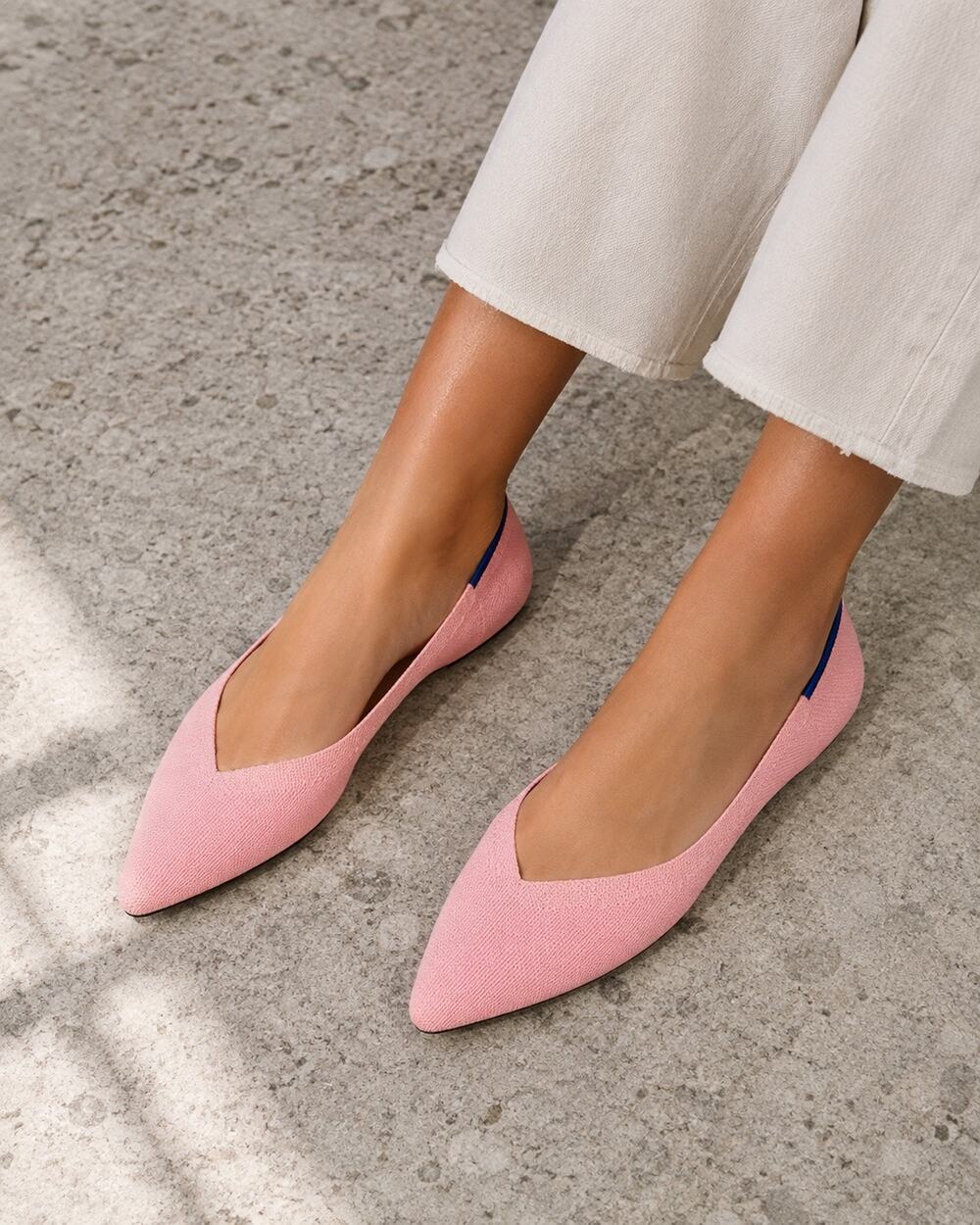 Rothy's The Point Carnation Pink Knit Pointed Toe Flats Size 9 Original Box